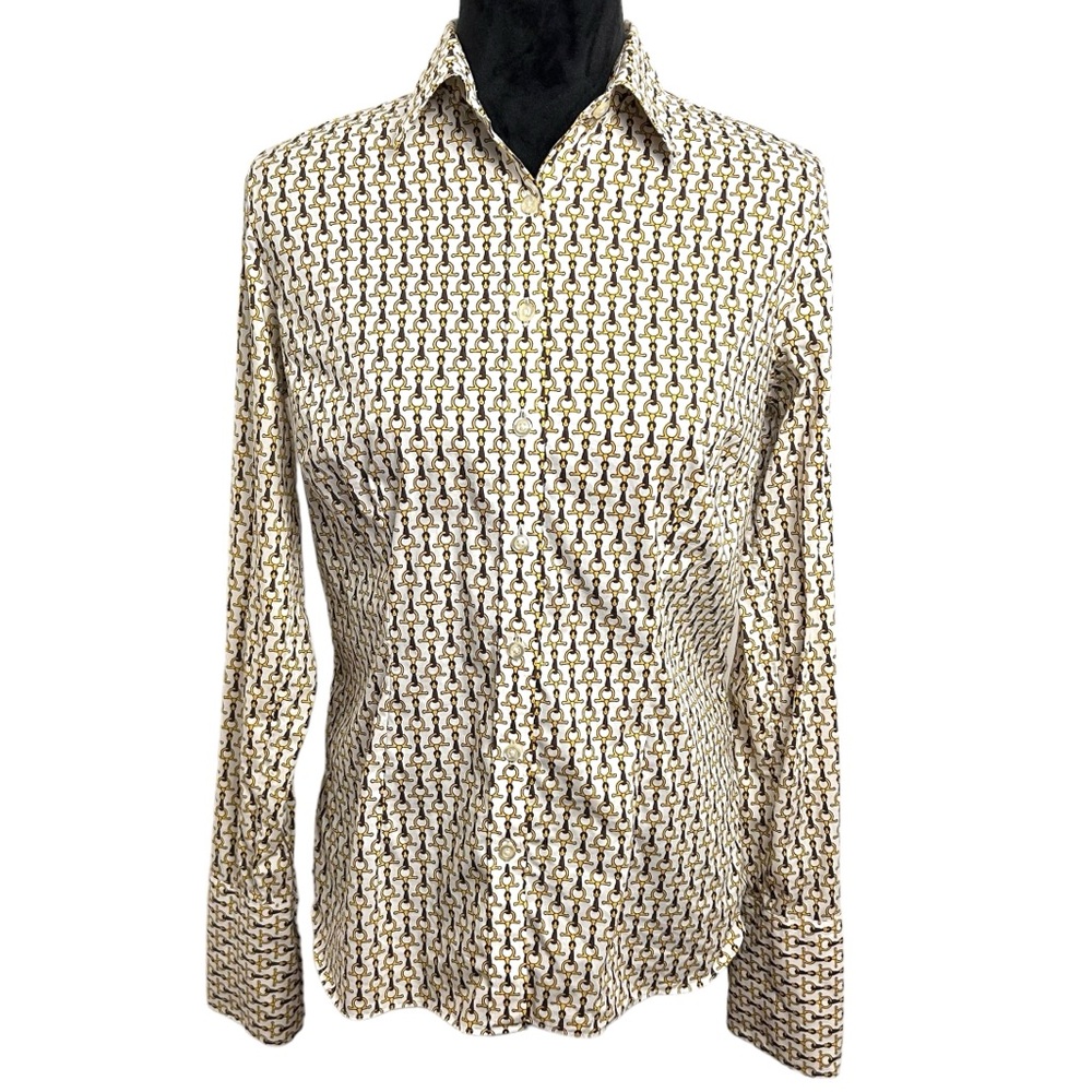Land’s End woman’s horse bit button down shirt EUC SZ6